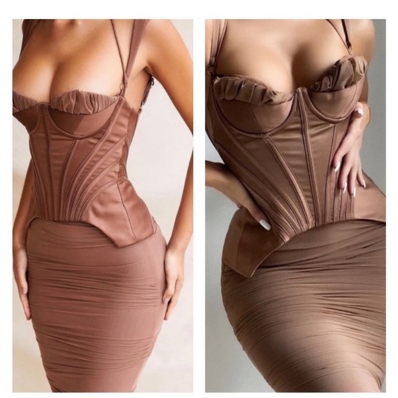 ❌SOLD❌House of CB Talya Toffee Corset Midi Dress - Picture 15 of 15